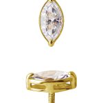 Yellow Gold Prong Single Marquise Stud