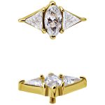 18k Yellow Gold Marquise w Triangles Stud