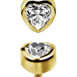 18k Yellow Gold Love Heart Gem Stud