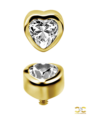 18k Yellow Gold Love Heart Gem Stud