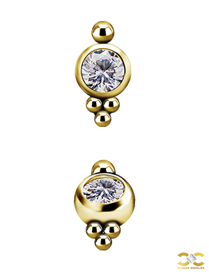 18k Yellow Gold 1-Swarovski® 4-Beads Stud