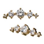 5-Gem Cluster Threaded Stud Earring, 18k Yellow Gold