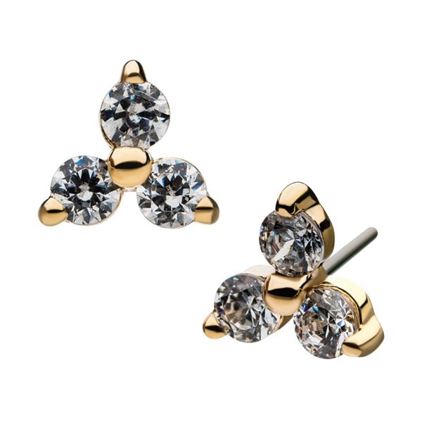 Trinity PushIn Stud Earring, 14k Yellow Gold, Medium Piercer Charlie
