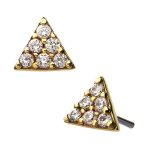 Pave Triangle Push-In Stud Earring, 14k Yellow Gold