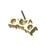 3-Gem Cluster Push-In Stud Earring, 14k Yellow Gold