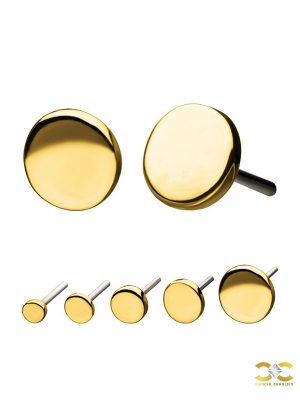 Flat Disc Push-In Stud Earring, 14k Yellow Gold