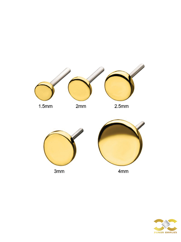 Flat Disc Push-In Stud Earring, 14k Yellow Gold