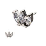 3-Marquise Push-In Stud Earring, 14k White Gold