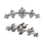 5-Gem Cluster Threaded Stud Earring, 14k White Gold