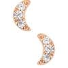 3-Gem Pave Moon Push-In Stud Earring, 14k Rose Gold