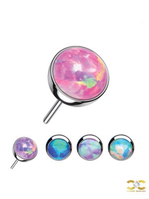 Created Opal Push-In Stud Earring, Titanium