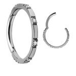 6-Gem Clicker Earring, Conch Ring, Steel