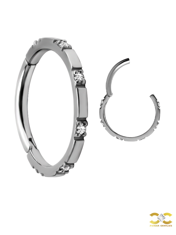 6-Gem Clicker Earring, Conch Ring, Steel
