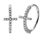Cross Eternity Clicker Earring, Conch Ring, Steel