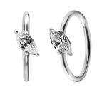 Single Marquise Clicker Earring, Angled, Conch Ring, Steel