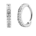 Square CZ Eternity Clicker Earring, Conch Ring, Steel