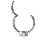 Bezel Set CZ Clicker Earring, Conch Ring, Steel