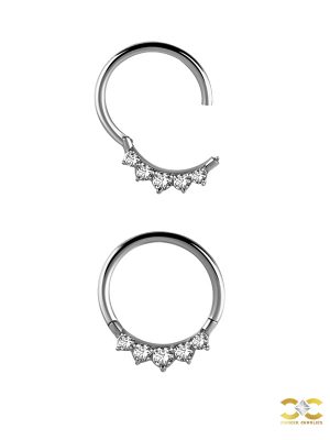 5-Gem Daith Clicker Earring, Steel, 8mm - 10mm