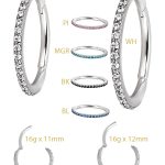 Steel Swarovski® Zirconia Pave Ring Clicker, 16g, Conch