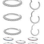 Steel Swarovski® Zirconia Pave Ring Clicker, 16g, Med