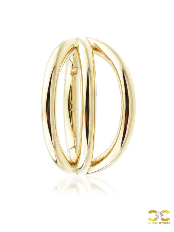 Triple Band Clicker Earring, 9k Yellow Gold, 8mm