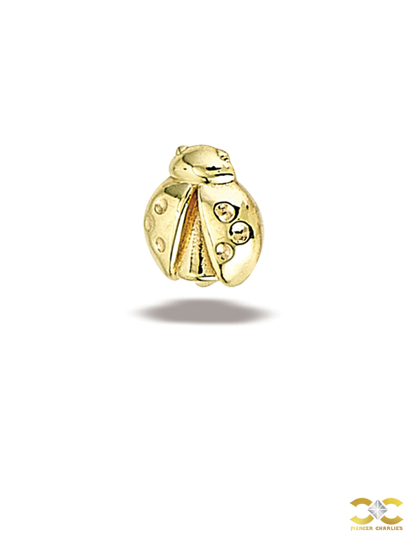 BodyGems Ladybug Push-In Stud Earring, 14k Yellow Gold