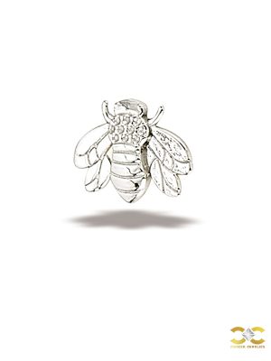 BodyGems Bee Threaded Stud Earring, 14k White Gold