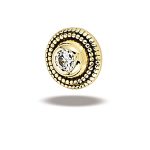 BodyGems Round Milgrain Threaded Stud Earring, 14k Yellow Gold
