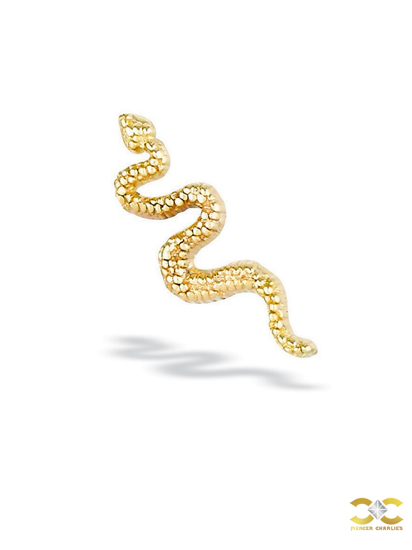 BodyGems Snake Push-In Stud Earring, 14k Yellow Gold