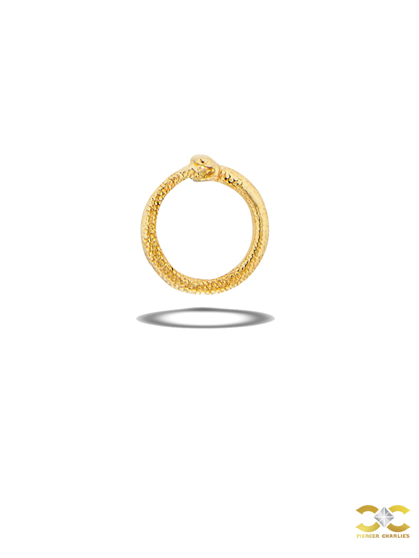 BodyGems Circle Snake Threaded Stud Earring, 14k Yellow Gold