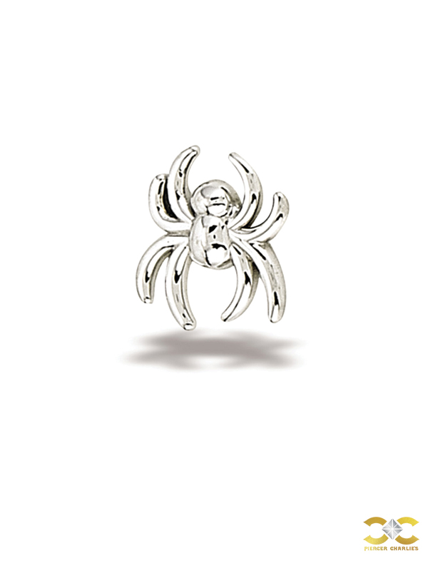 BodyGems Spider Push-In Stud Earring, 14k White Gold