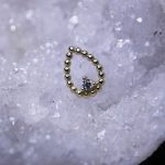 FoesJewelry Beaded Drop Gem Threaded Stud Earring, 14k Yellow Gold