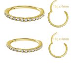 18k Yellow Gold Swarovski® Zirconia Pave Ring Clicker, 18g, Medium