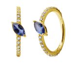Pave Marquise Clicker Earring, Conch Ring, Royal Blue Topaz, 18k Yellow Gold