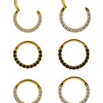 Pave Daith Clicker Earring, 18k Yellow Gold, Medium