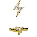 Mini Pave Lightning Bolt Threaded Stud Earring, 18k Yellow Gold