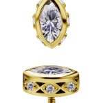 18k Yellow Gold Pave Surrounded Marquise Stud