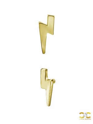 Lightning Bolt Threaded Stud Earring, Mini, 18k Yellow Gold