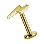 Lightning Bolt Threaded Stud Earring, Mini, 18k Yellow Gold