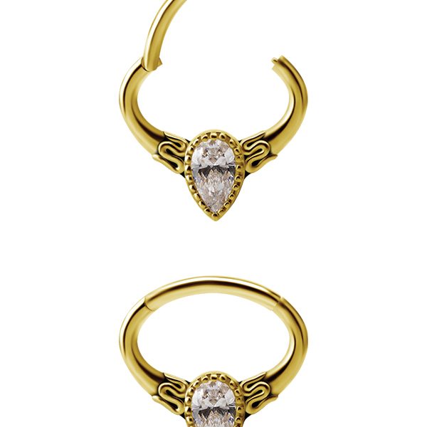 Tribal Pear Daith Clicker Earring, 18k Yellow Gold, 8mm Oval - Piercer ...