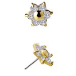Flower Push-In Stud Earring, Dome Center 18k Yellow Gold