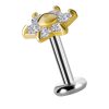 Flower Push-In Stud Earring, Dome Center 18k Yellow Gold