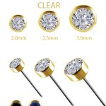 Bezel Set Swarovski Push-In Stud Earring, 18k Yellow Gold