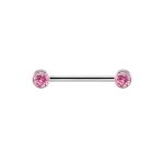 Nipple Barbell with Gems, Titanium