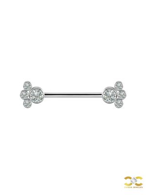 Nipple Barbell Cluster Gems, Titanium