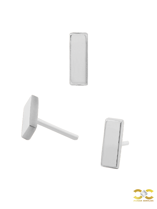 Junipurr Bar Push-In Stud Earring, 14k White Gold