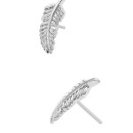 Junipurr Feather Push-In Stud Earring, 14k White Gold