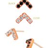 Junipurr Pave Chevron Stud Earring, 14k Rose Gold