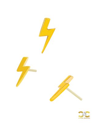 Junipurr Lightning Bolt Push-In Stud Earring, 14k Yellow Gold