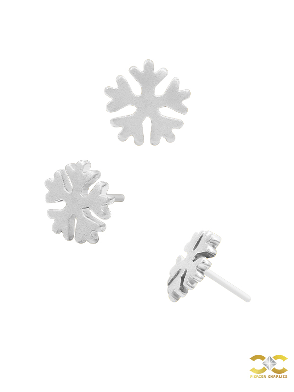 Junipurr Snowflake Push-In Stud Earring, Sandblast, 14k White Gold